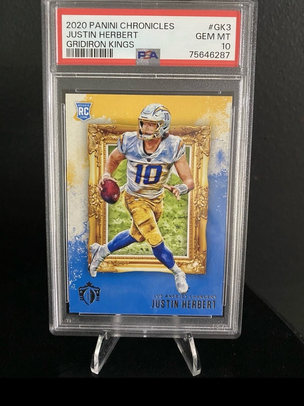 JUSTINH HERBERT ROOKIE Panini Chronicles Card - Blue & Gold PSA 10